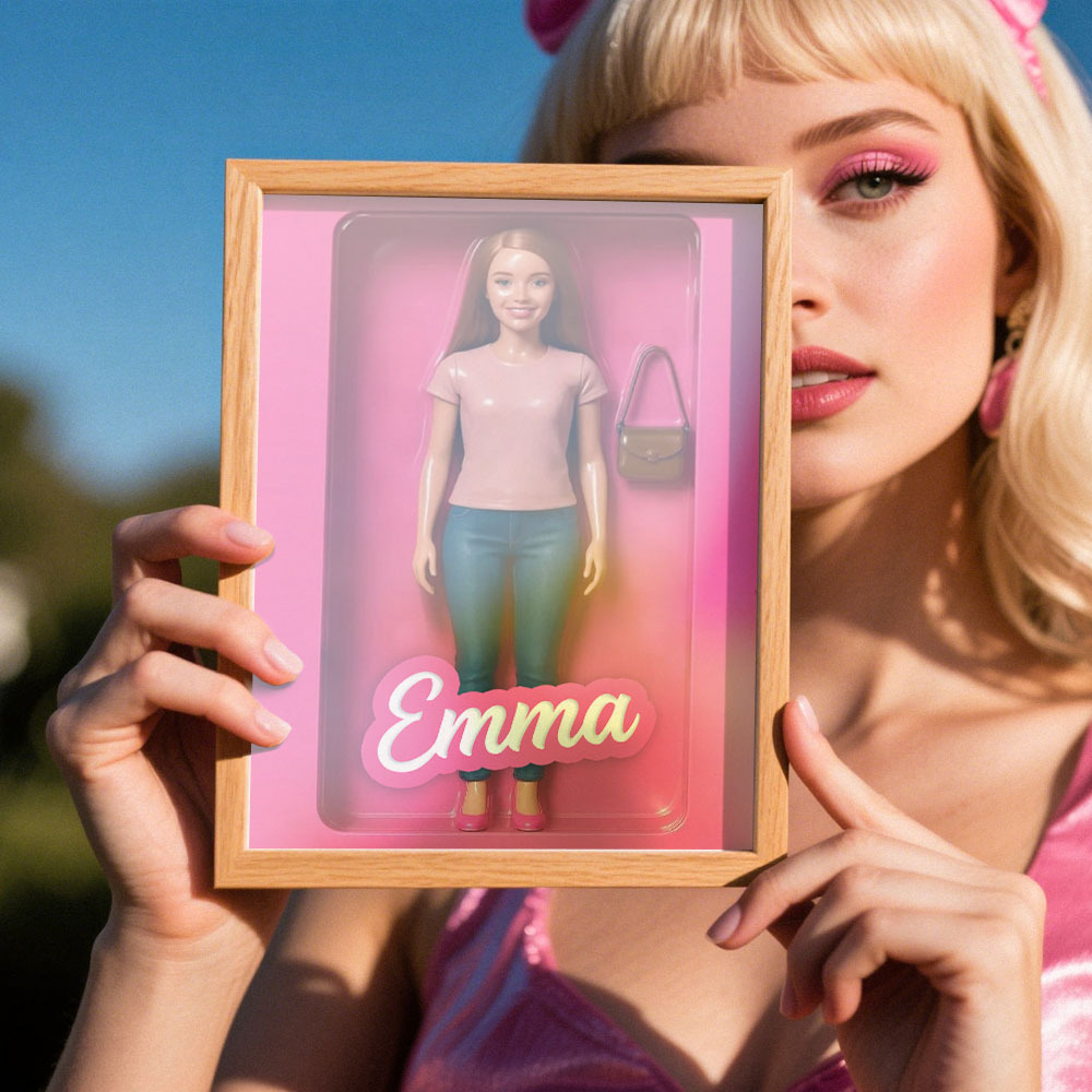 Custom DollInspired Display Gift Personalized Mini You in Framed Box with Name & Outfit - MyFaceSocksAU