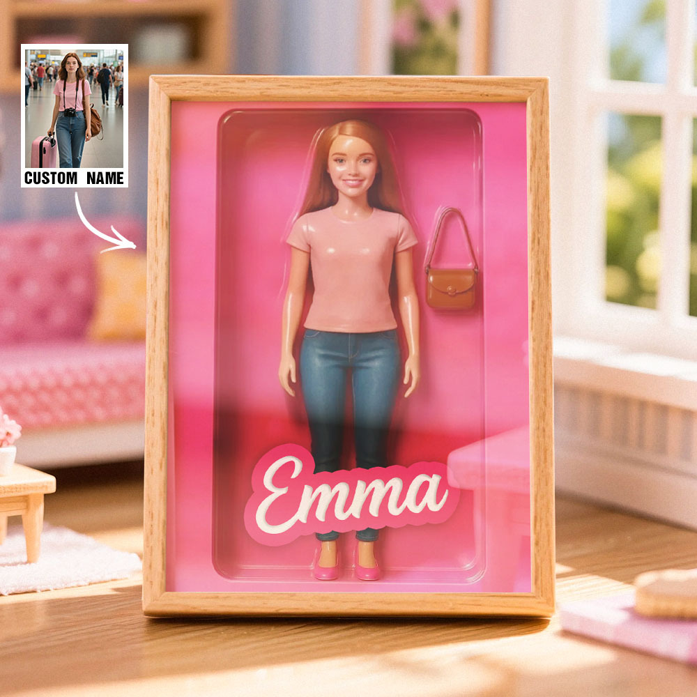 Custom DollInspired Display Gift Personalized Mini You in Framed Box with Name & Outfit - MyFaceSocksAU