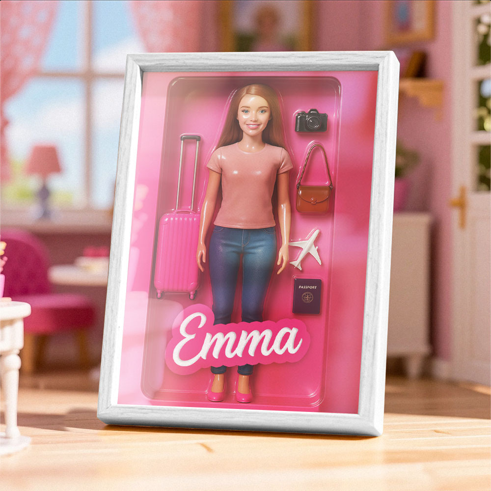 Custom DollInspired Display Gift Personalized Mini You in Framed Box with Name & Outfit - MyFaceSocksAU