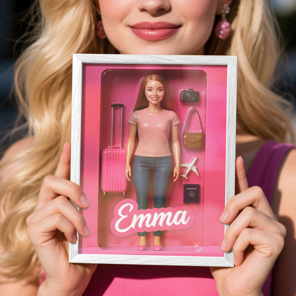 Custom DollInspired Display Gift Personalized Mini You in Framed Box with Name & Outfit - MyFaceSocksAU
