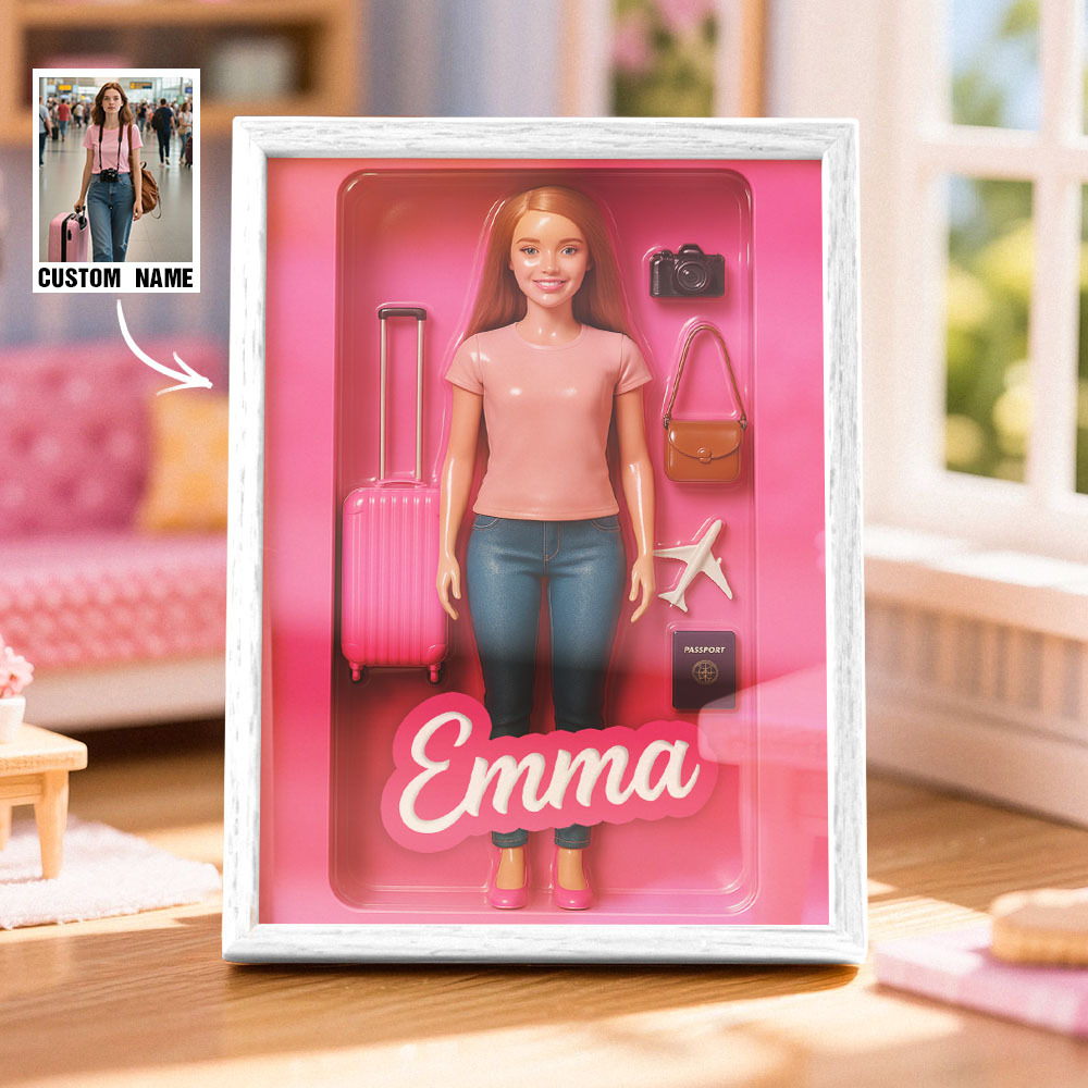 Custom DollInspired Display Gift Personalized Mini You in Framed Box with Name & Outfit - MyFaceSocksAU