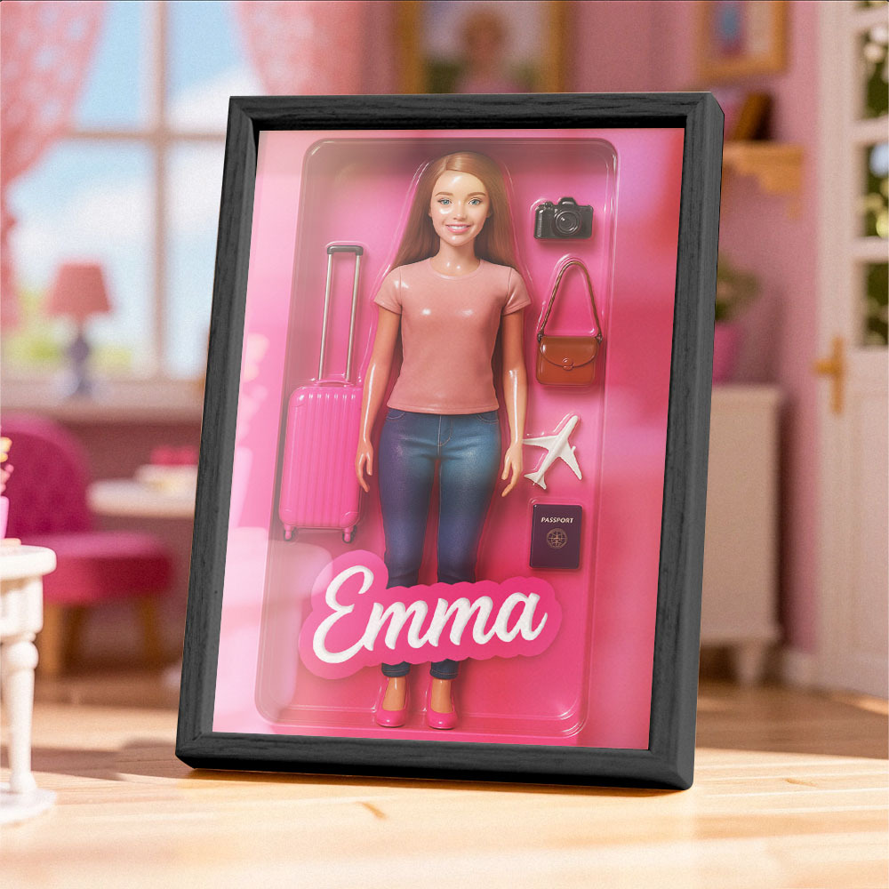 Custom DollInspired Display Gift Personalized Mini You in Framed Box with Name & Outfit - MyFaceSocksAU