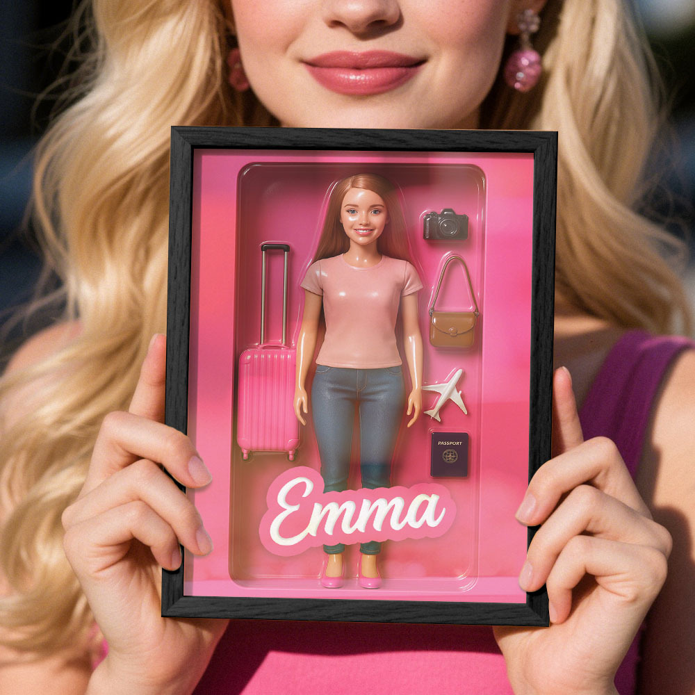 Custom DollInspired Display Gift Personalized Mini You in Framed Box with Name & Outfit - MyFaceSocksAU