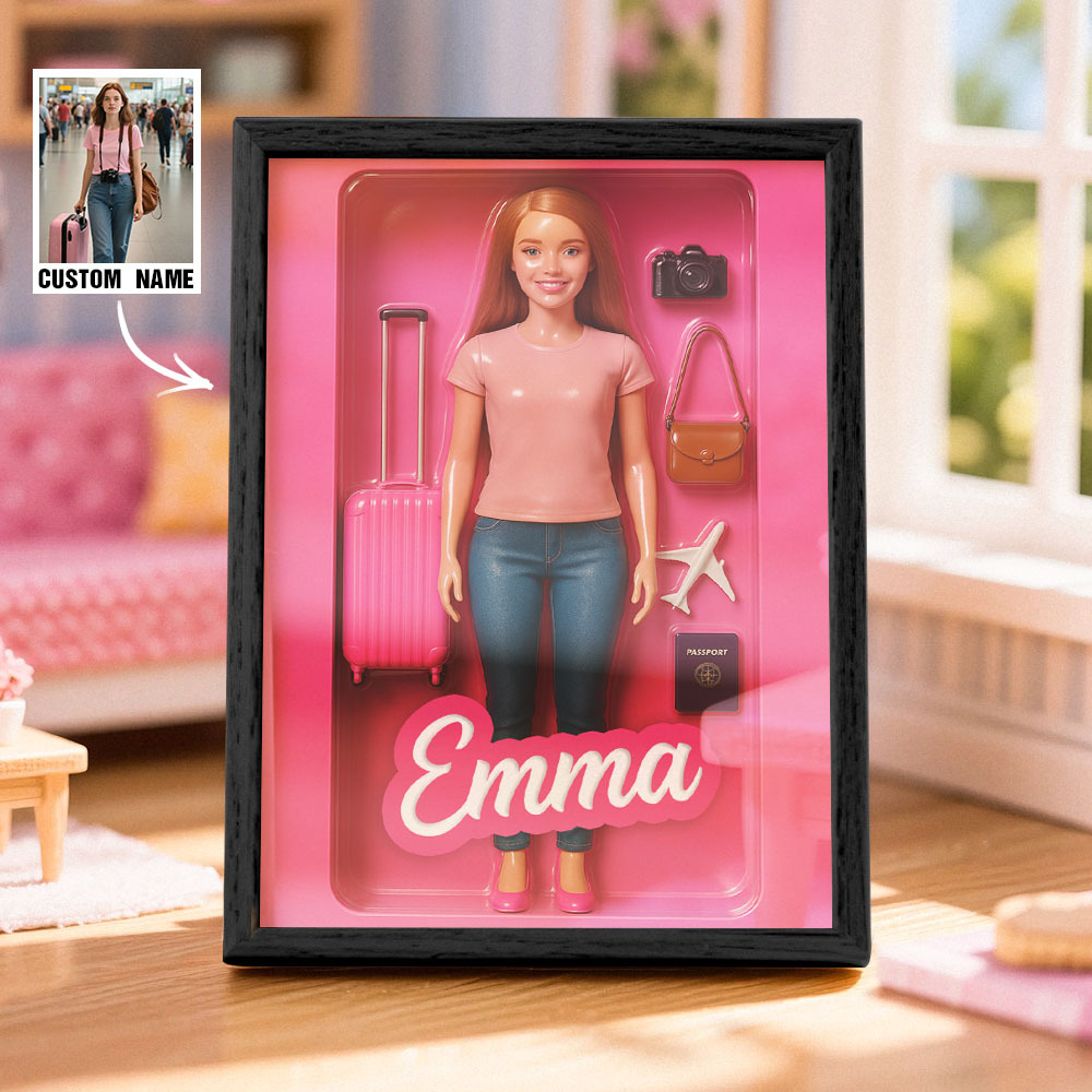 Custom DollInspired Display Gift Personalized Mini You in Framed Box with Name & Outfit - MyFaceSocksAU