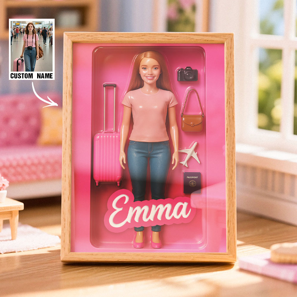 Custom DollInspired Display Gift Personalized Mini You in Framed Box with Name & Outfit - MyFaceSocksAU