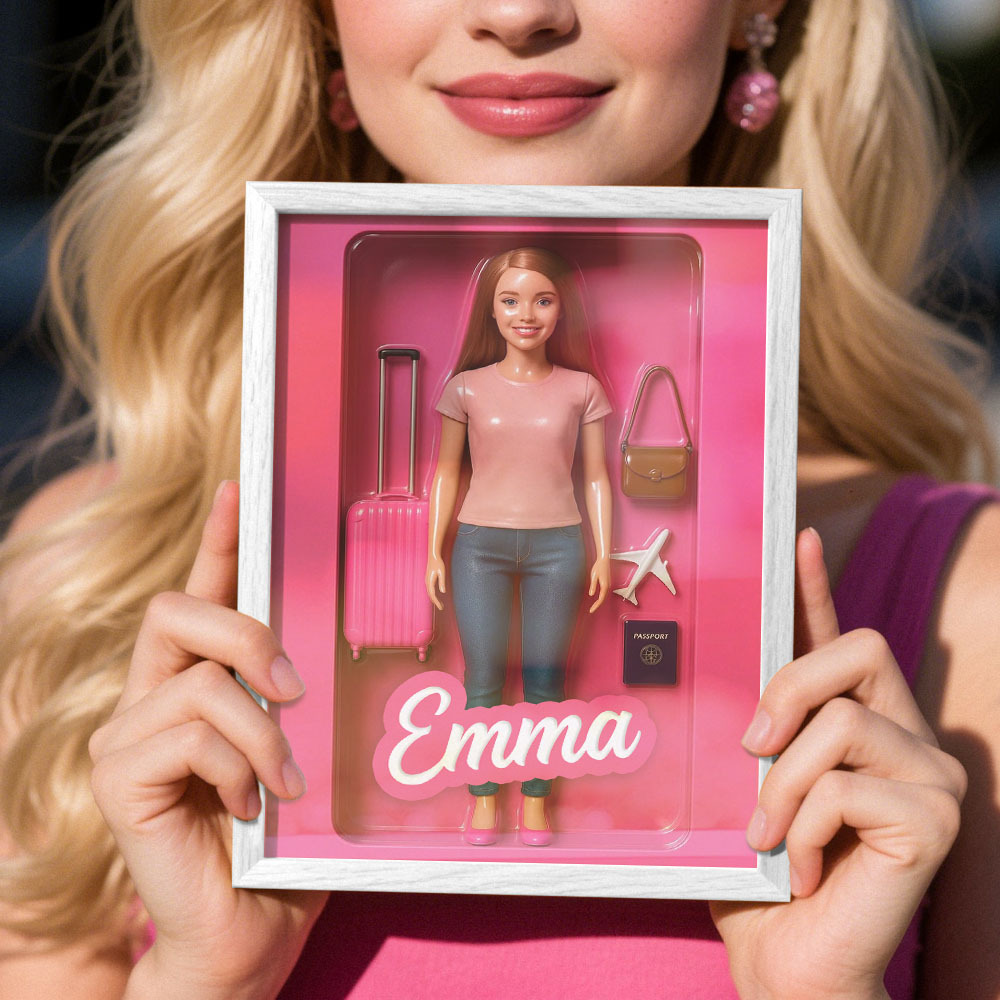 Custom DollInspired Display Gift Personalized Mini You in Framed Box with Name & Outfit - MyFaceSocksAU