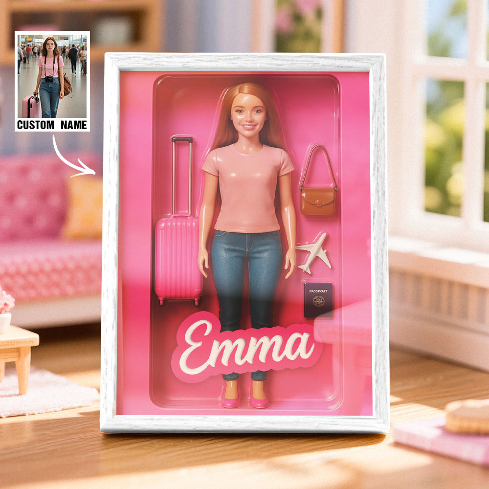 Custom DollInspired Display Gift Personalized Mini You in Framed Box with Name & Outfit - MyFaceSocksAU