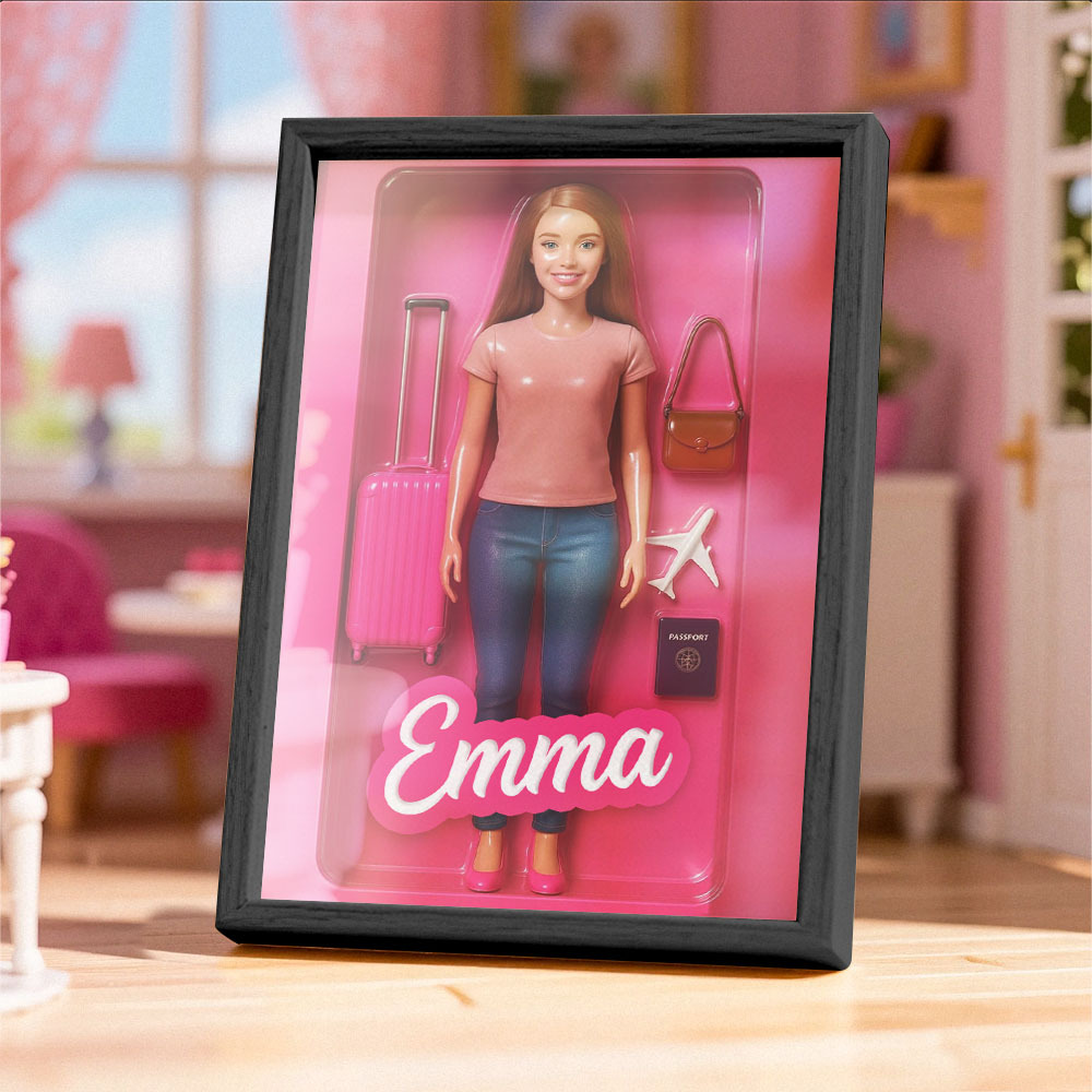 Custom DollInspired Display Gift Personalized Mini You in Framed Box with Name & Outfit - MyFaceSocksAU