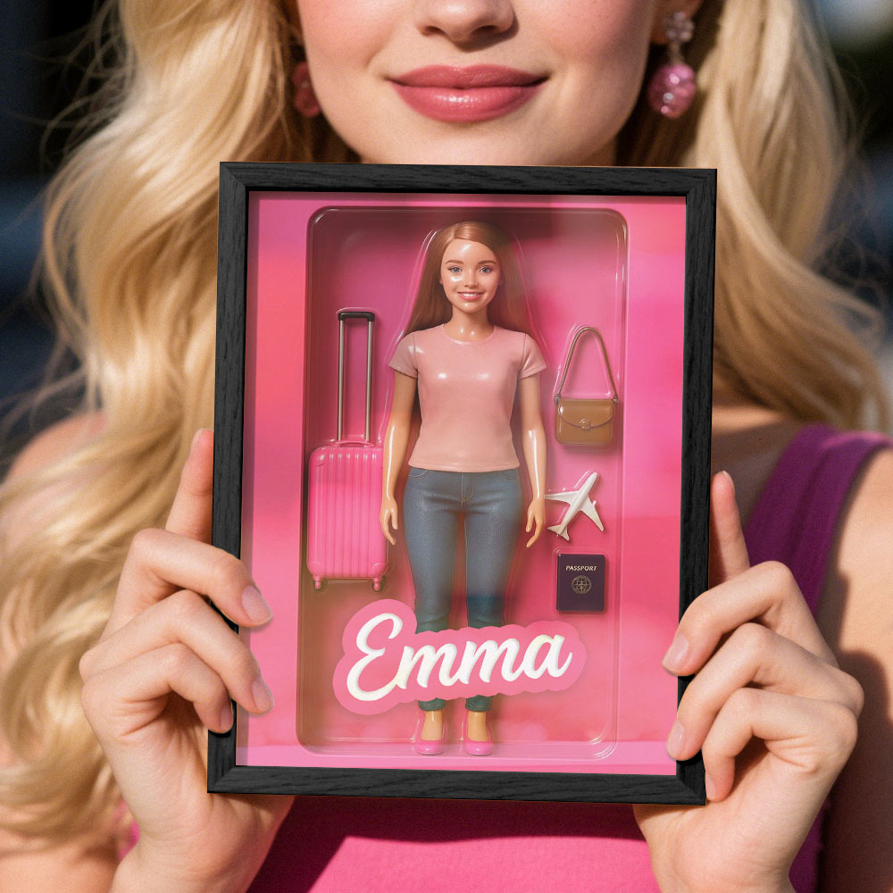 Custom DollInspired Display Gift Personalized Mini You in Framed Box with Name & Outfit - MyFaceSocksAU