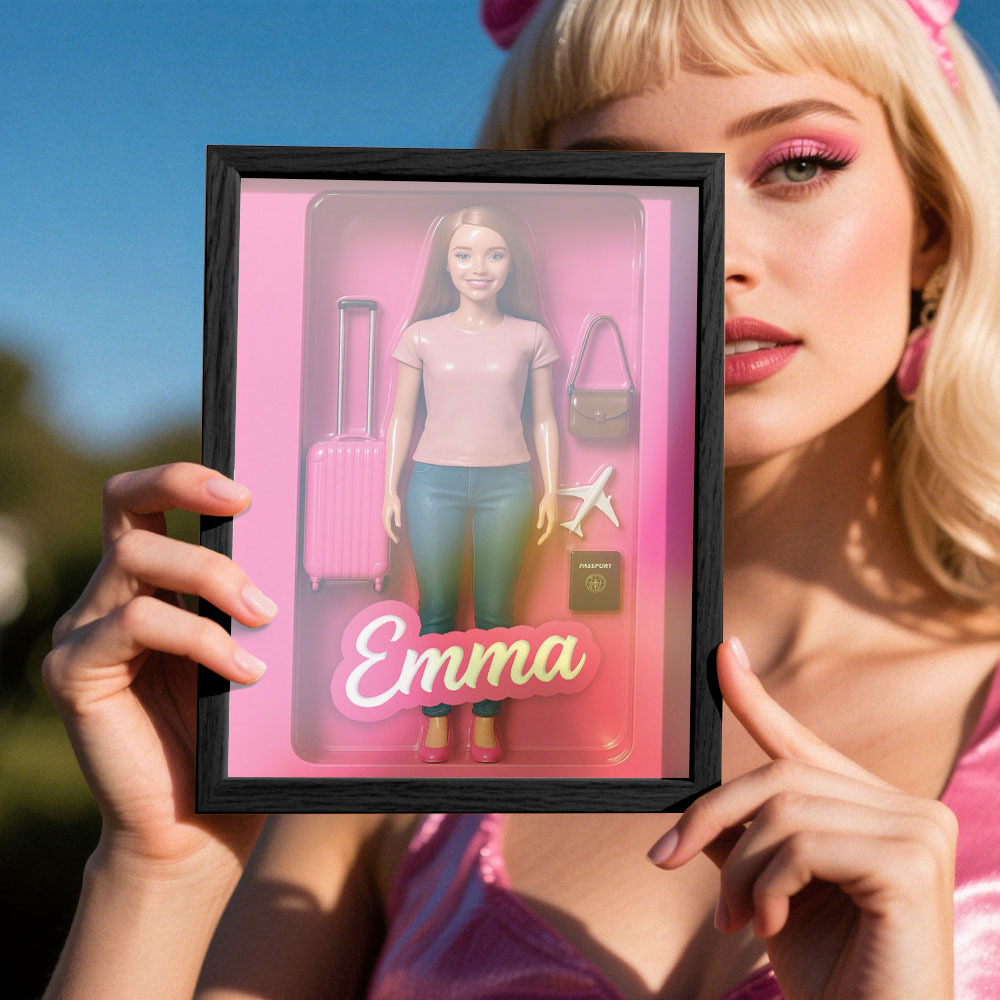 Custom DollInspired Display Gift Personalized Mini You in Framed Box with Name & Outfit - MyFaceSocksAU