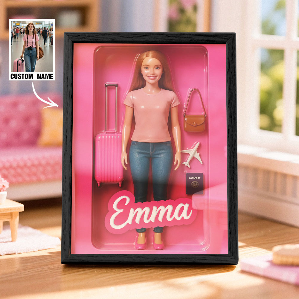 Custom DollInspired Display Gift Personalized Mini You in Framed Box with Name & Outfit - MyFaceSocksAU