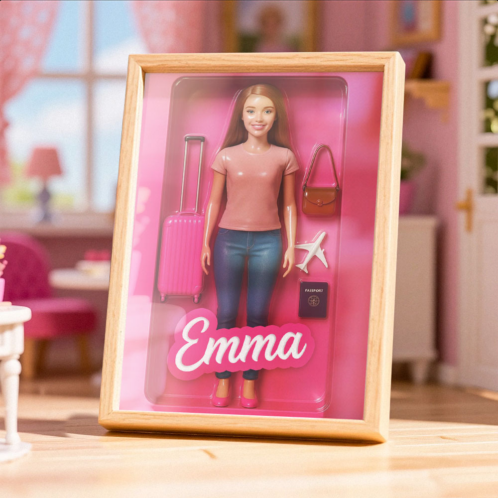 Custom DollInspired Display Gift Personalized Mini You in Framed Box with Name & Outfit - MyFaceSocksAU