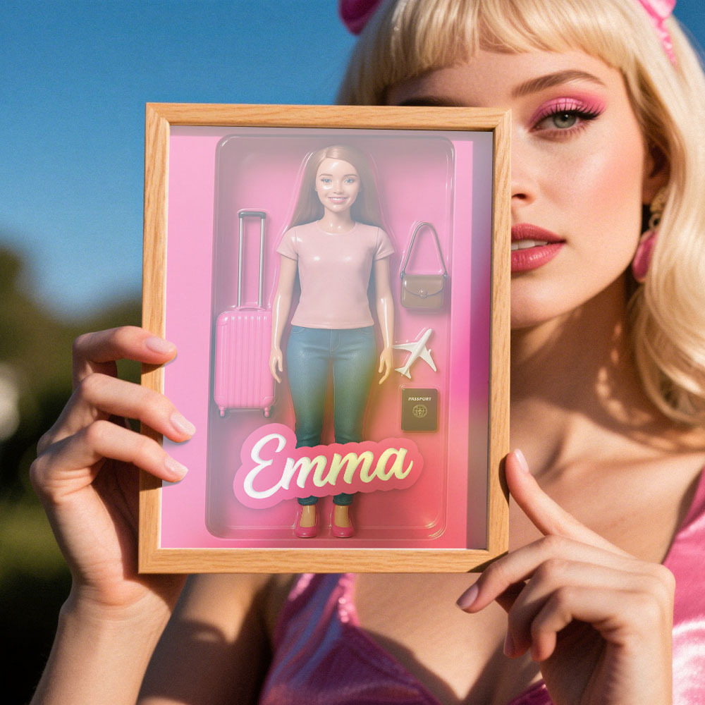 Custom DollInspired Display Gift Personalized Mini You in Framed Box with Name & Outfit - MyFaceSocksAU