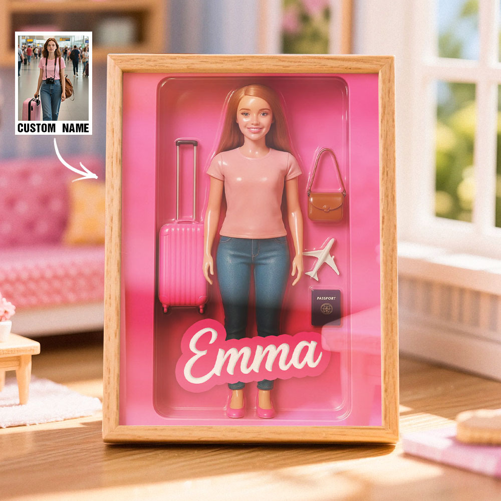 Custom DollInspired Display Gift Personalized Mini You in Framed Box with Name & Outfit - MyFaceSocksAU