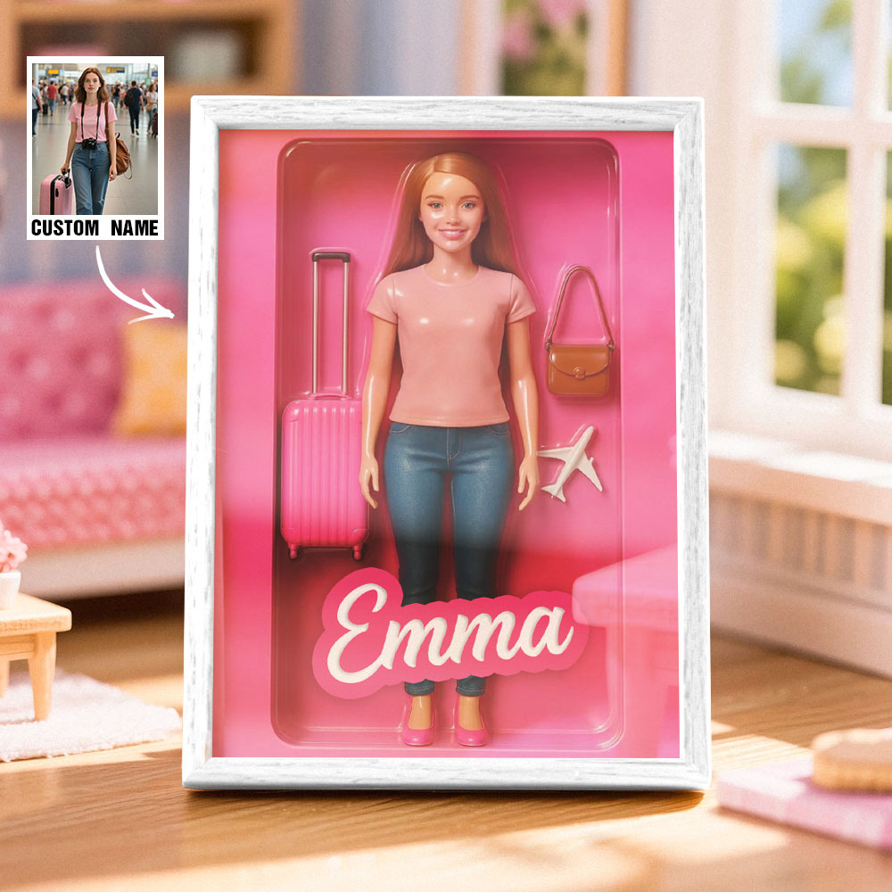 Custom DollInspired Display Gift Personalized Mini You in Framed Box with Name & Outfit - MyFaceSocksAU