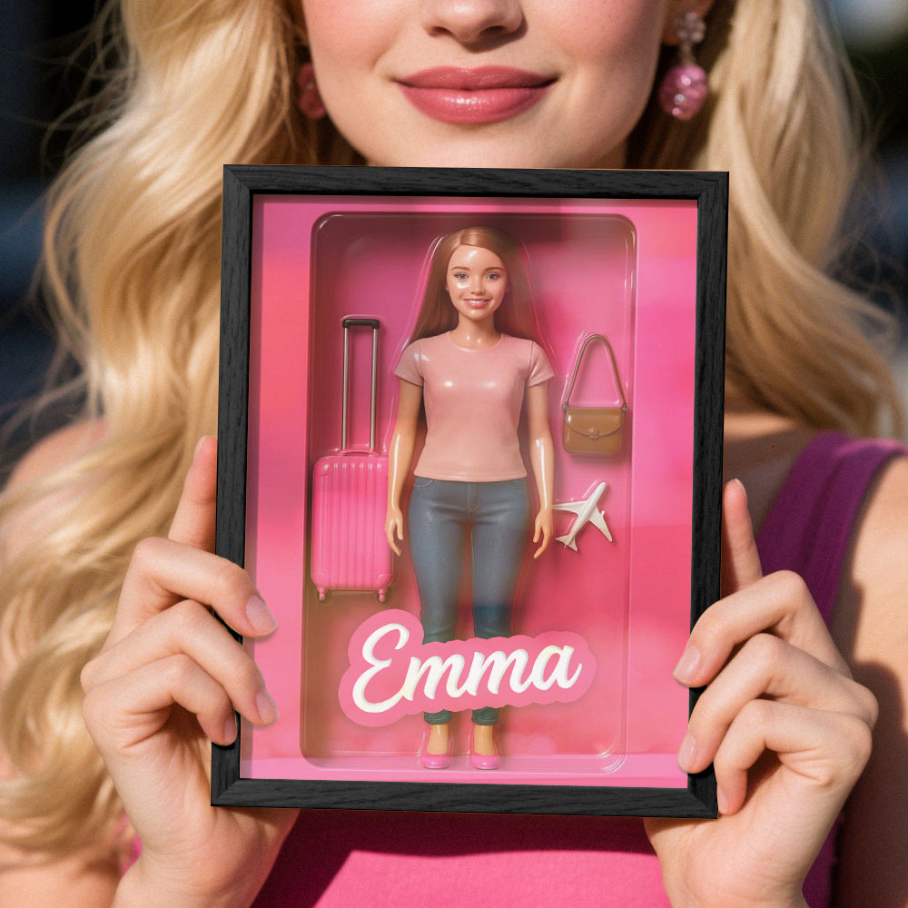 Custom DollInspired Display Gift Personalized Mini You in Framed Box with Name & Outfit - MyFaceSocksAU