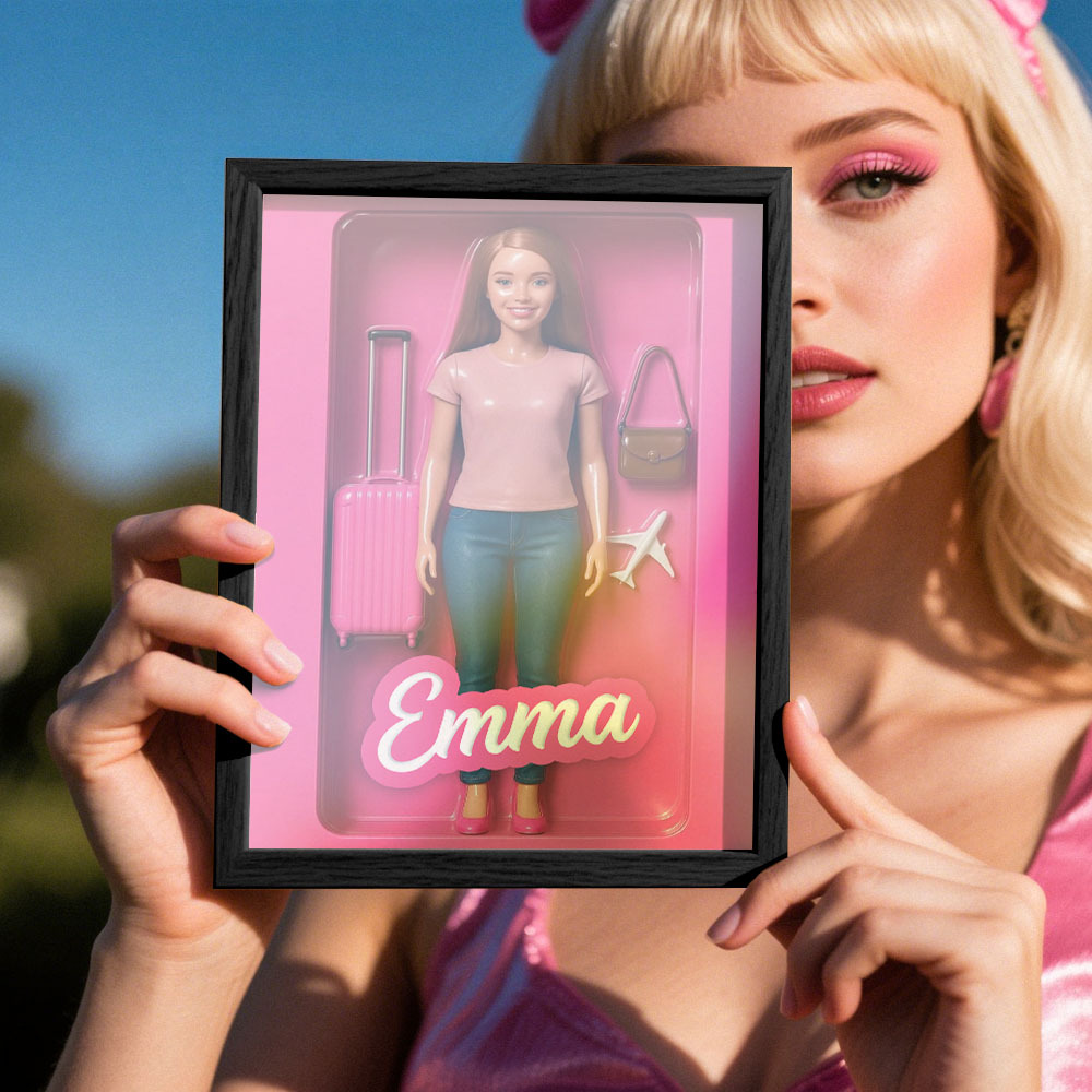Custom DollInspired Display Gift Personalized Mini You in Framed Box with Name & Outfit - MyFaceSocksAU