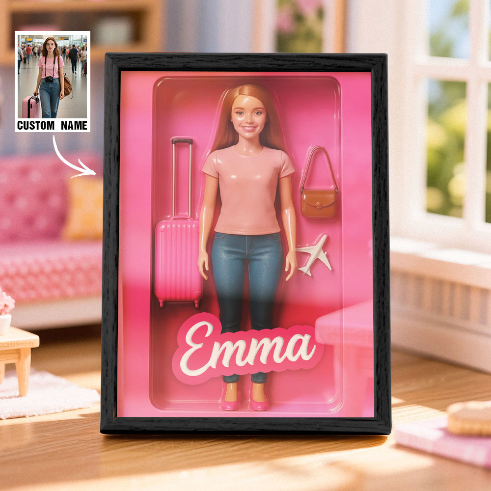 Custom DollInspired Display Gift Personalized Mini You in Framed Box with Name & Outfit - MyFaceSocksAU