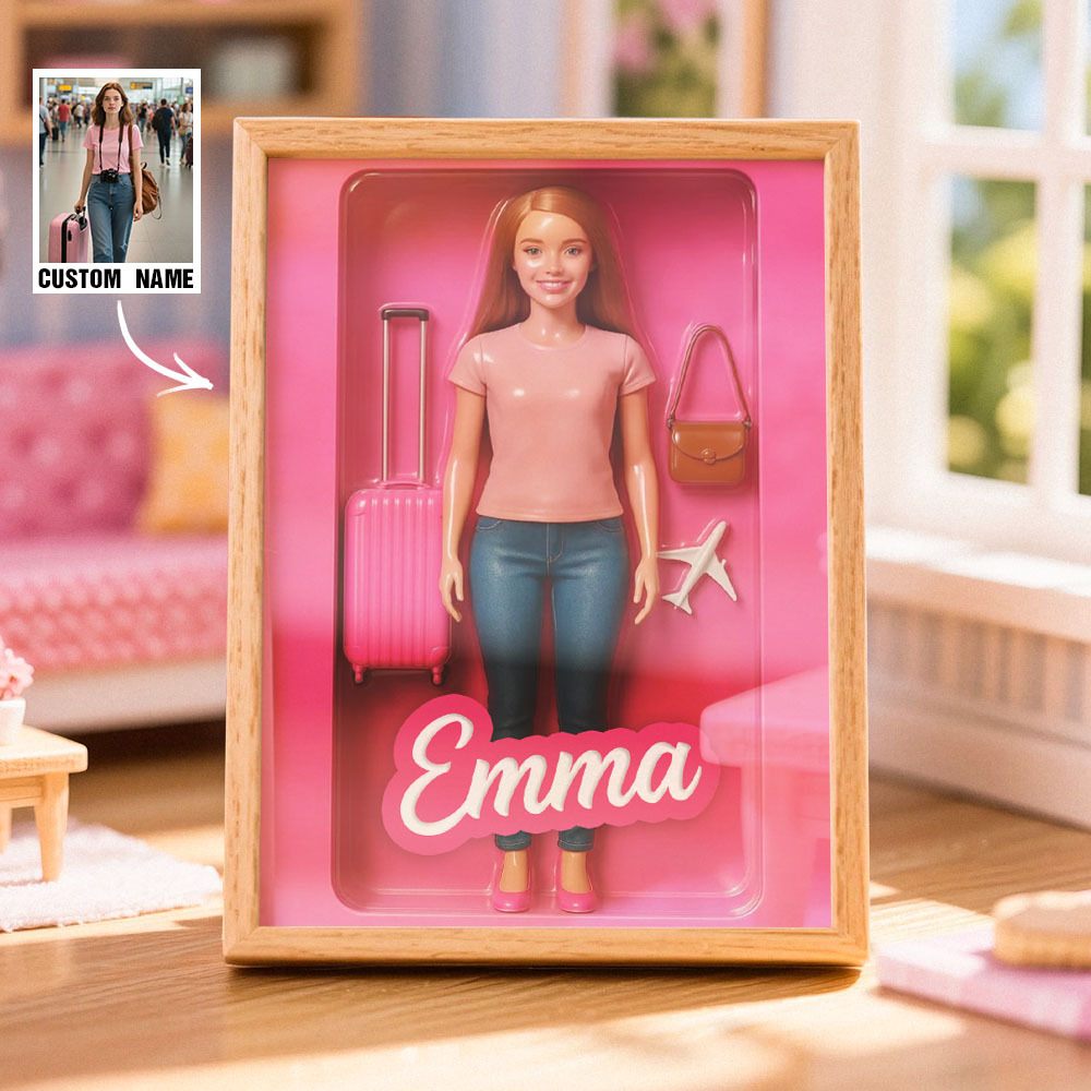 Custom DollInspired Display Gift Personalized Mini You in Framed Box with Name & Outfit - MyFaceSocksAU