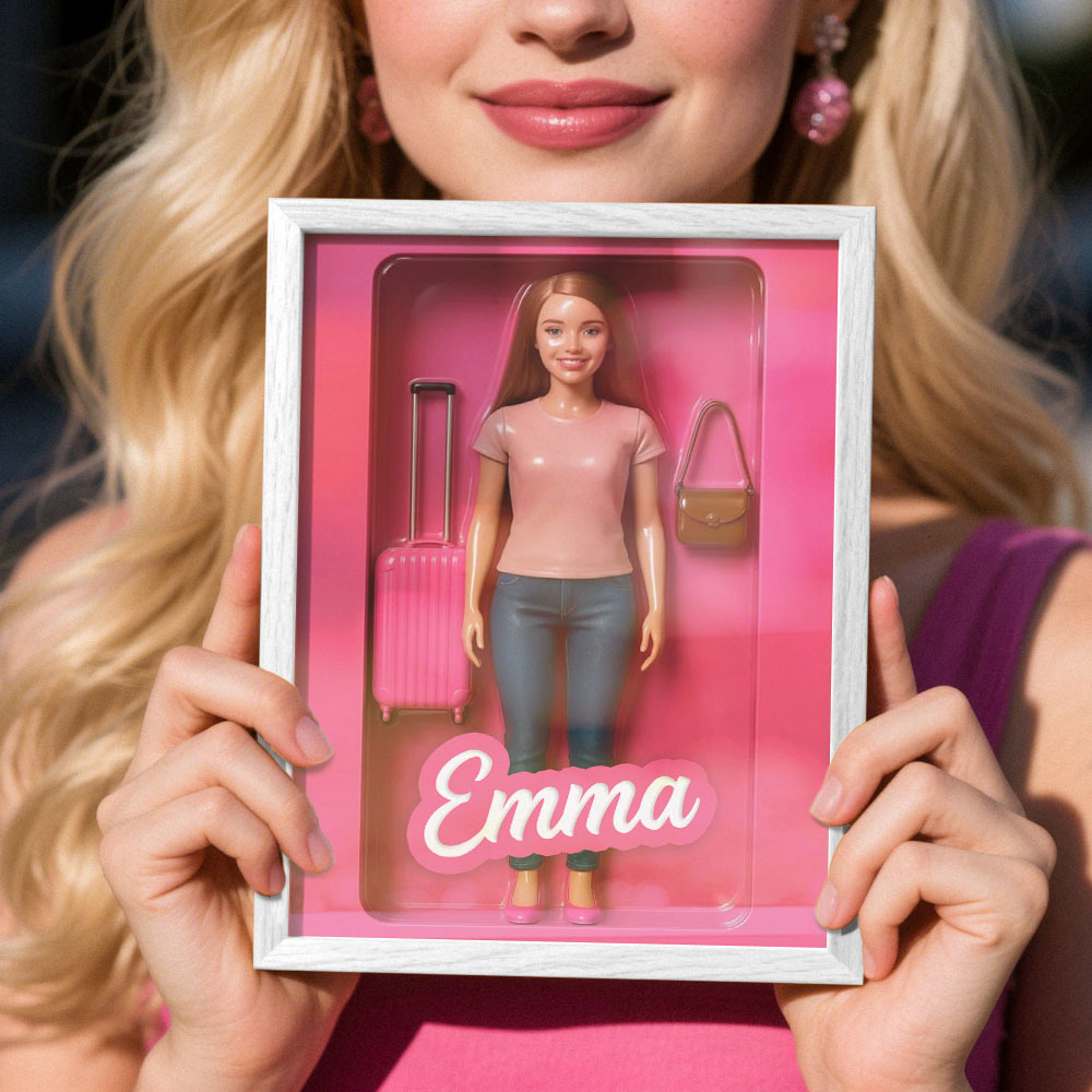 Custom DollInspired Display Gift Personalized Mini You in Framed Box with Name & Outfit - MyFaceSocksAU
