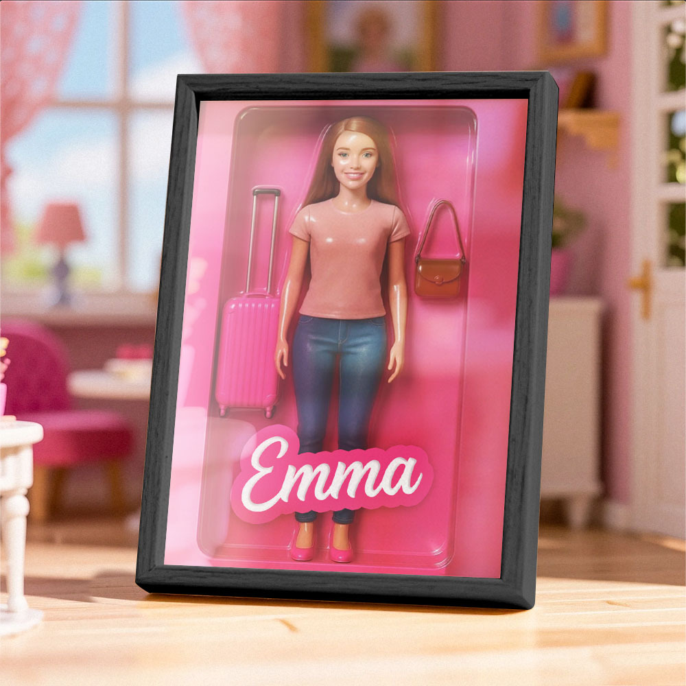 Custom DollInspired Display Gift Personalized Mini You in Framed Box with Name & Outfit - MyFaceSocksAU
