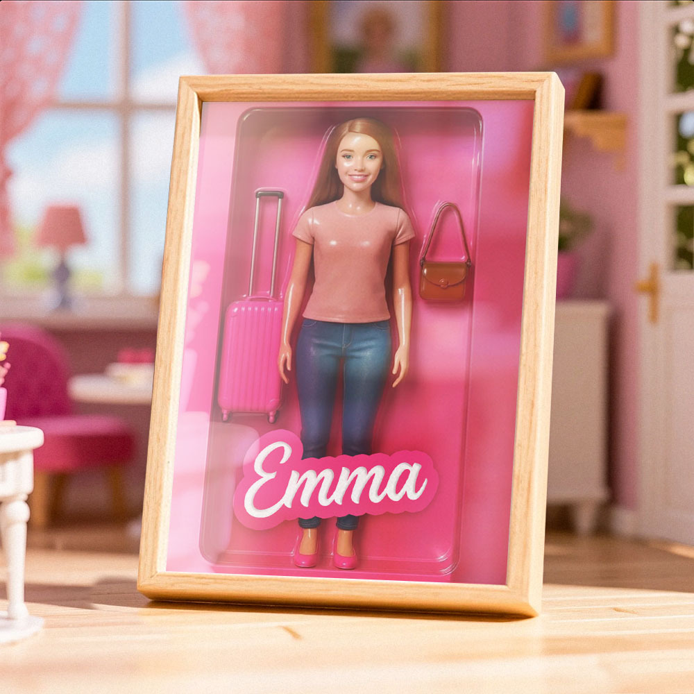 Custom DollInspired Display Gift Personalized Mini You in Framed Box with Name & Outfit - MyFaceSocksAU