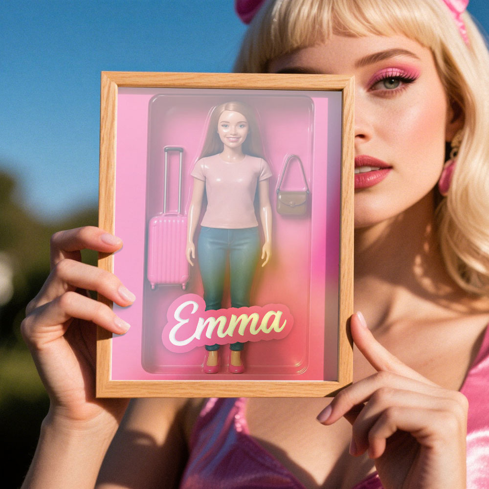 Custom DollInspired Display Gift Personalized Mini You in Framed Box with Name & Outfit - MyFaceSocksAU