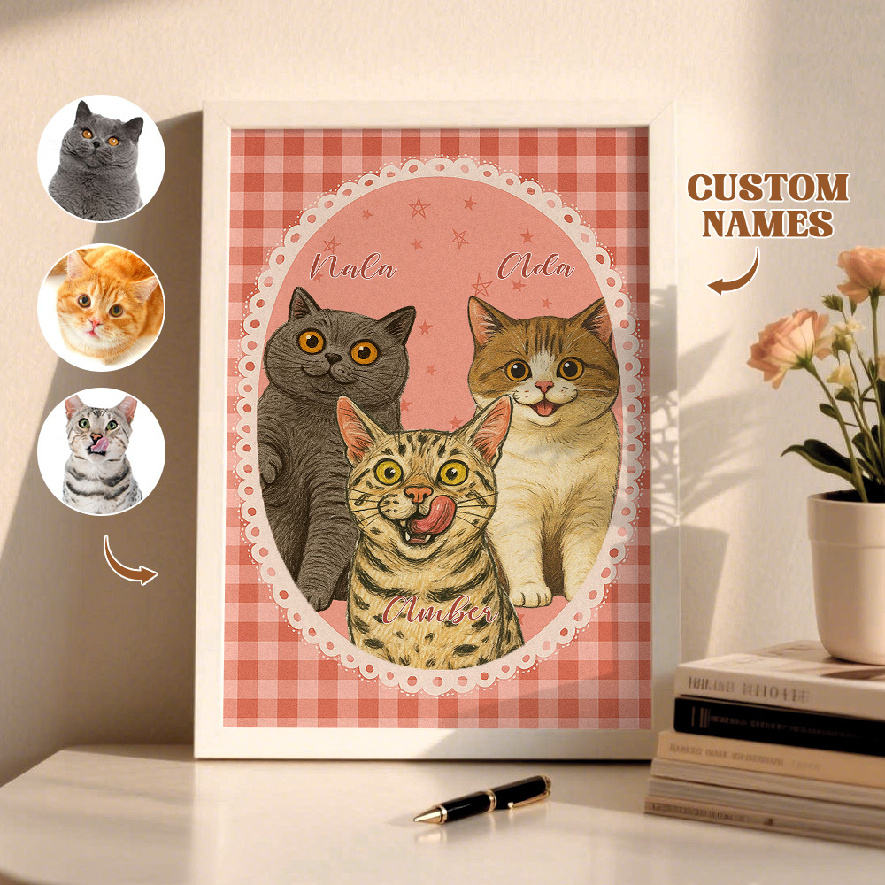 Custom Pet Photo Cartoon Wooden Frame Decorations Romantic Decor Plaque Gifts - MyFaceSocksAU
