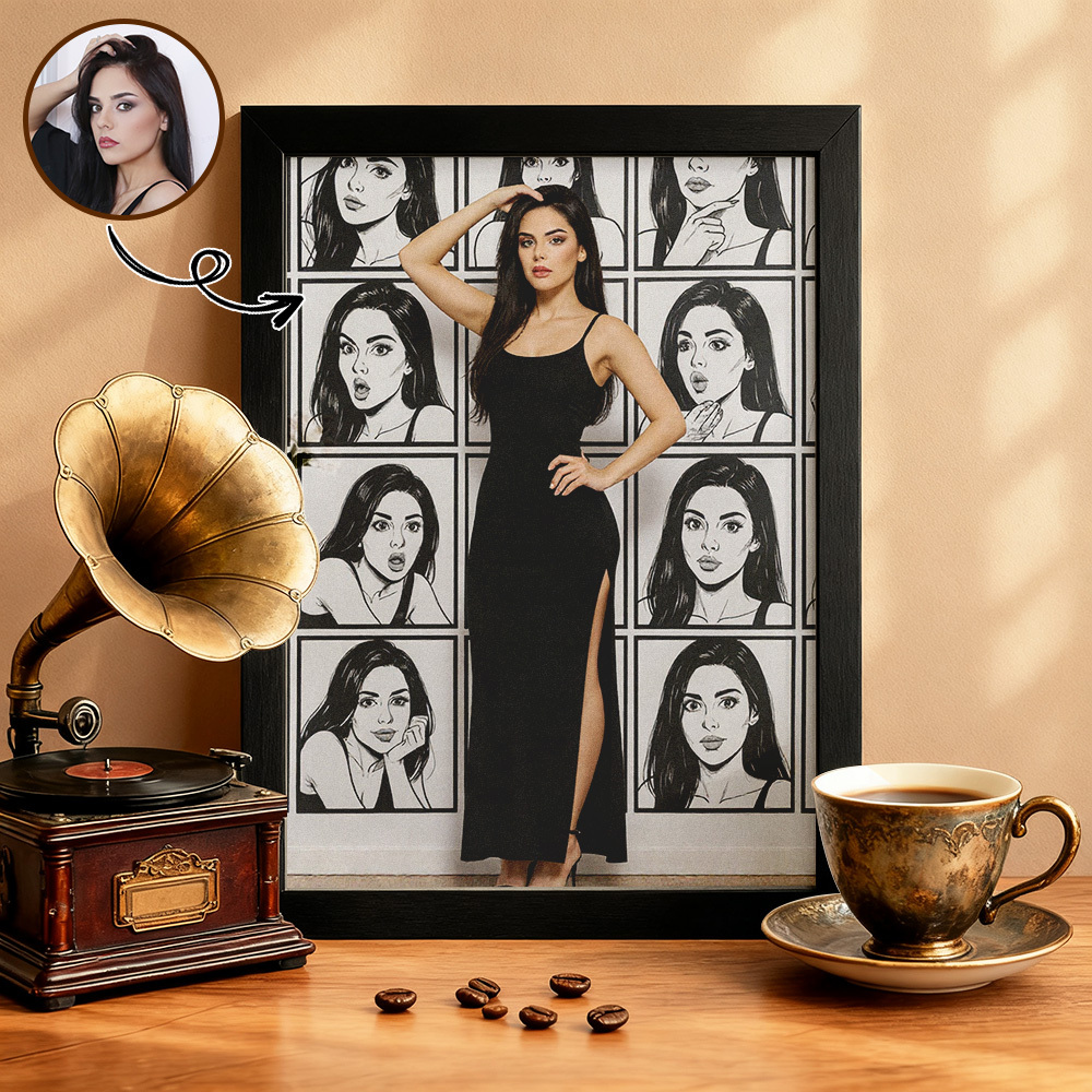 Custom Cartoon Portrait Wall Art Personalized Comic Style Home Decor Gift for Birthday Christmas or Anniversary - MyFaceSocksAU