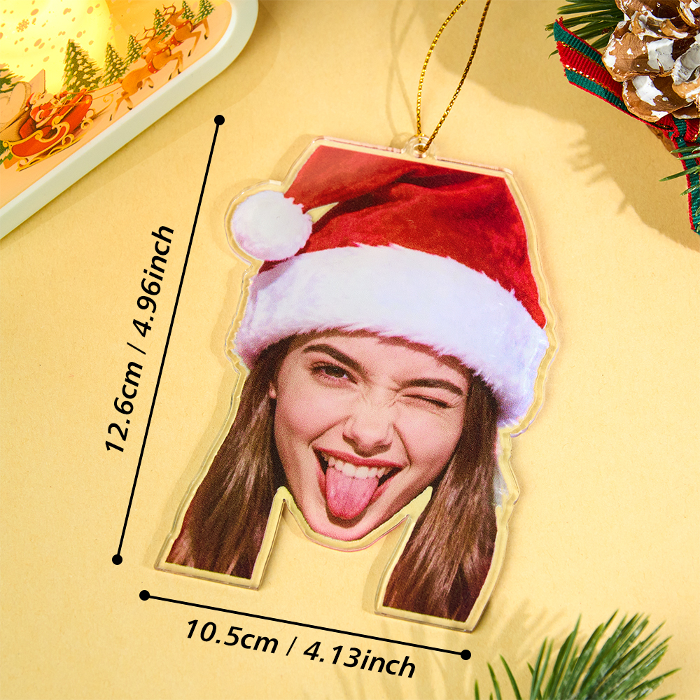 Personalized Photo Ornament Funny Christmas Ornament Custom Face Picture Ornament Acrylic Pet Ornament Christmas Decor Holiday Gifts