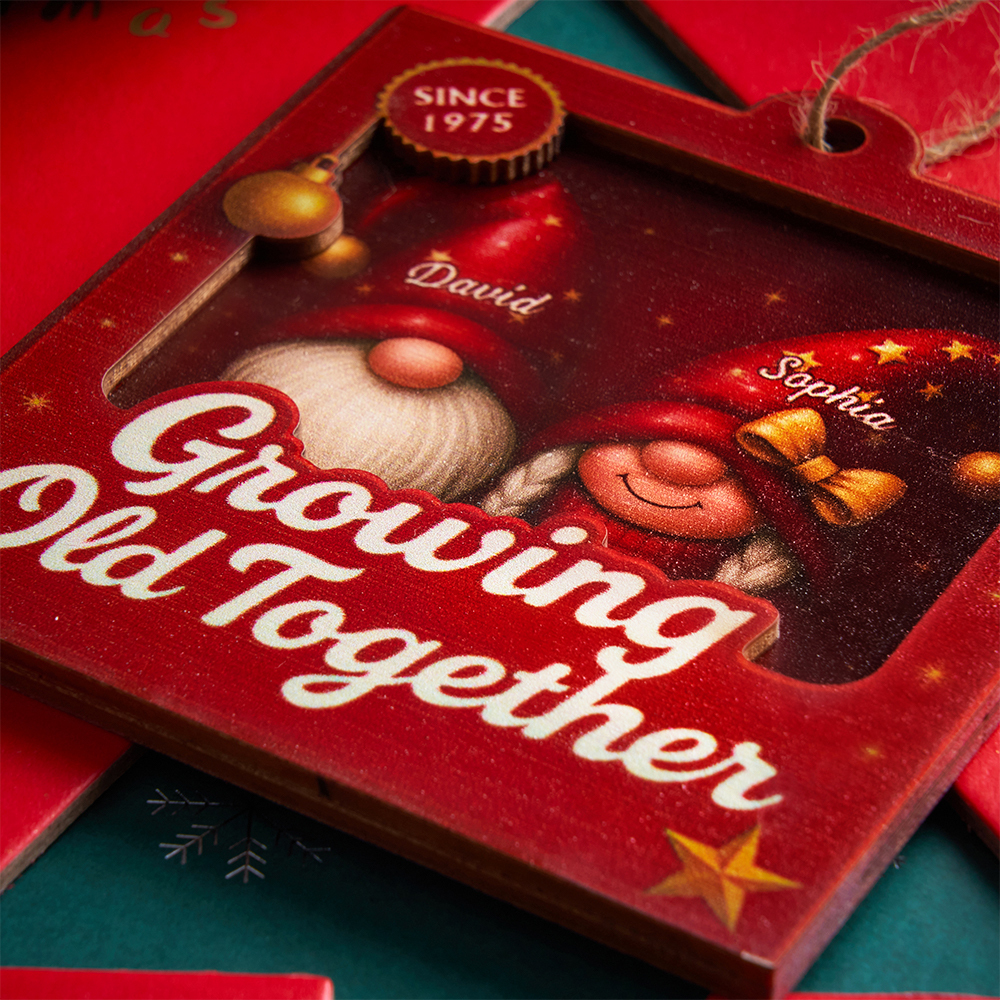 Growing Old Together Christmas Gnome Ornament Gift For Couples - MyFaceSocksAU