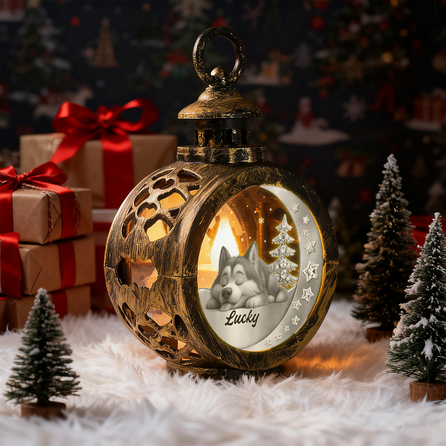 Beside You - Personalized Custom 3D Effect Christmas Lantern - MyFaceSocksAU