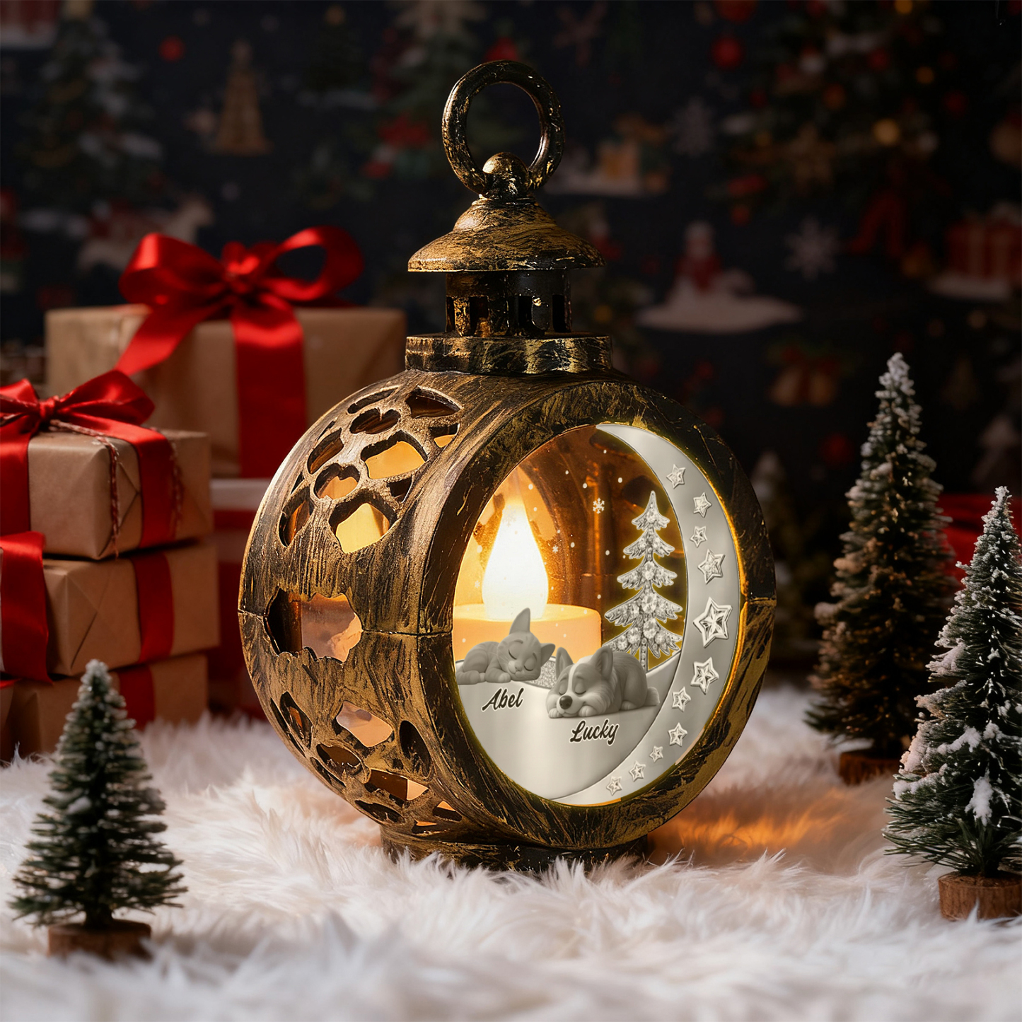 Beside You - Personalized Custom 3D Effect Christmas Lantern - MyFaceSocksAU