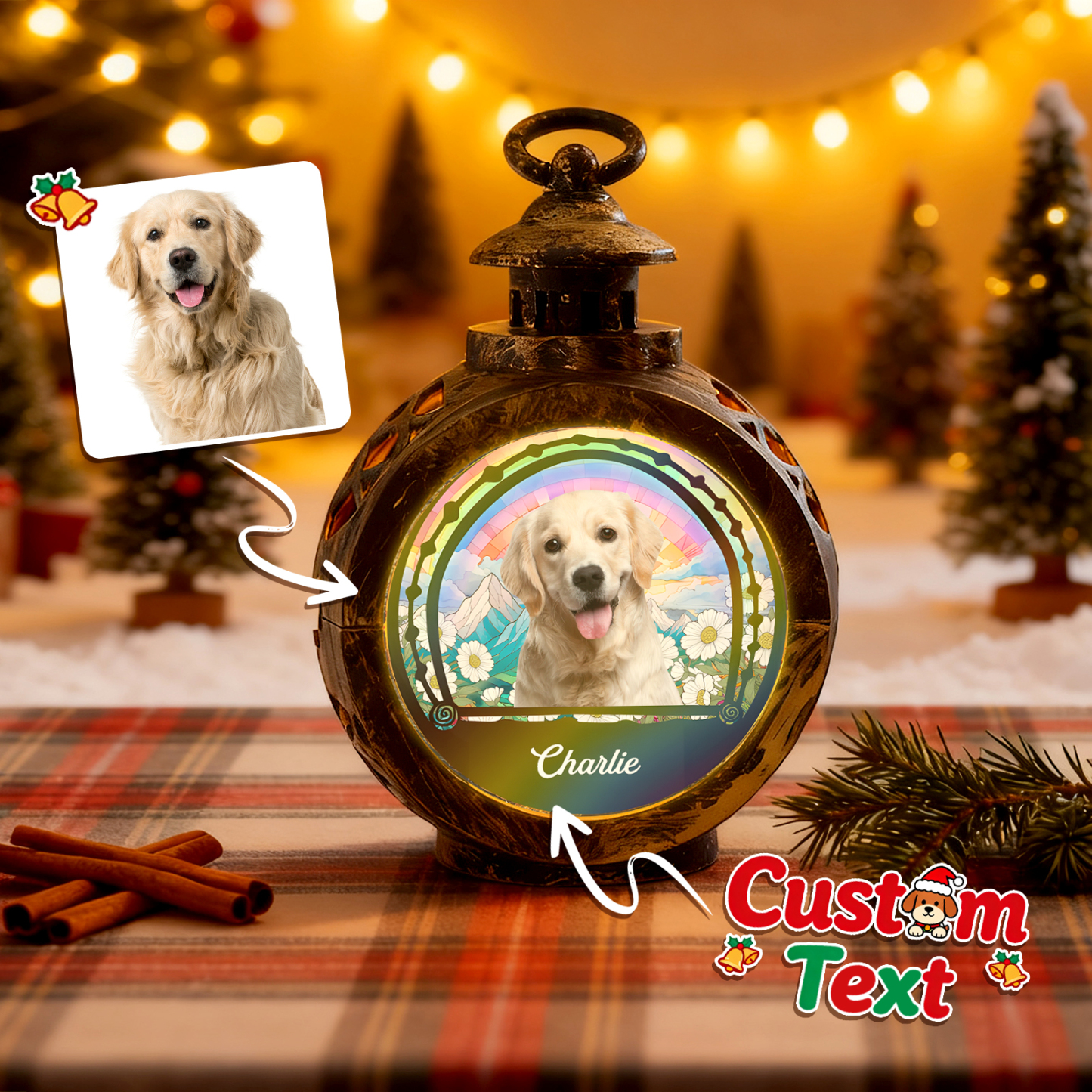 Personalized Custom 3D Effect Christmas Lantern Beside You - Christmas Gifts - MyFaceSocksAU