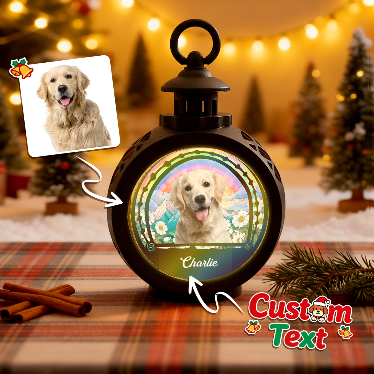 Personalized Custom 3D Effect Christmas Lantern Beside You - Christmas Gifts - MyFaceSocksAU
