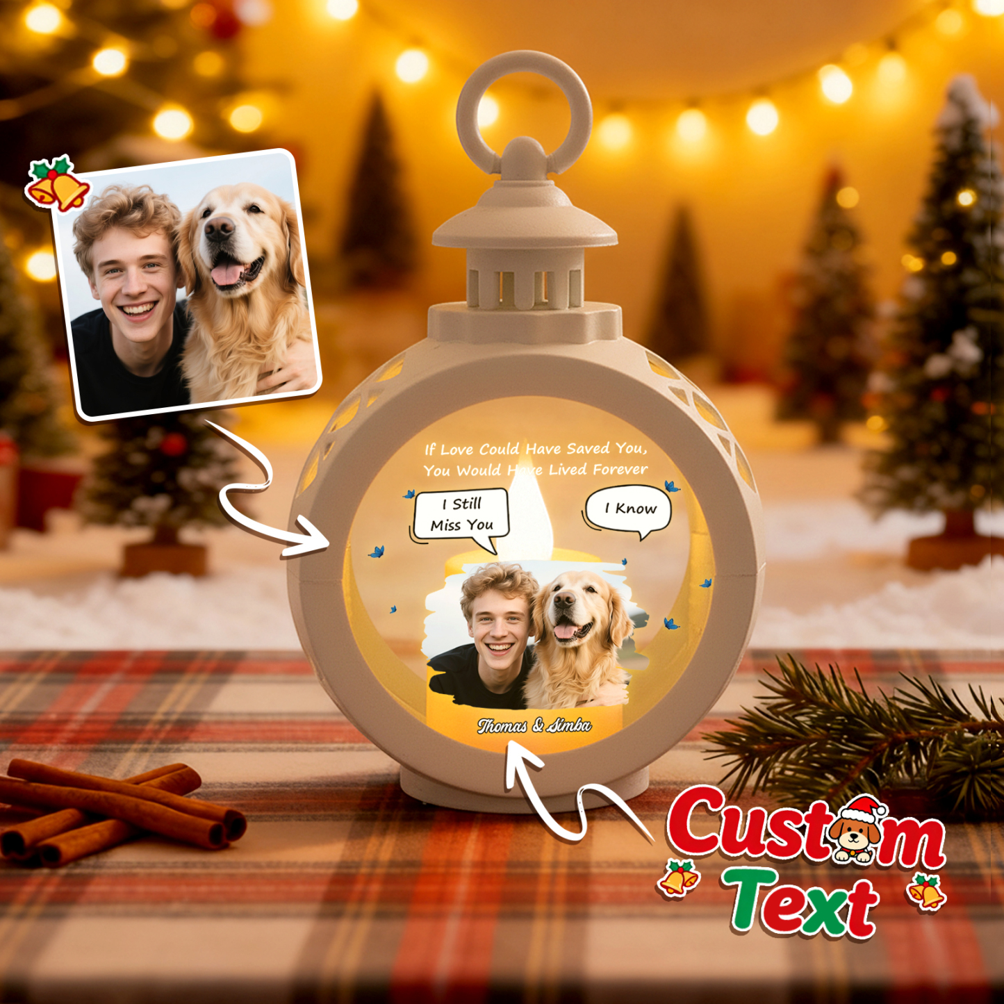 Personalized Custom 3D Effect Christmas Lantern Beside You - Christmas Gifts - MyFaceSocksAU
