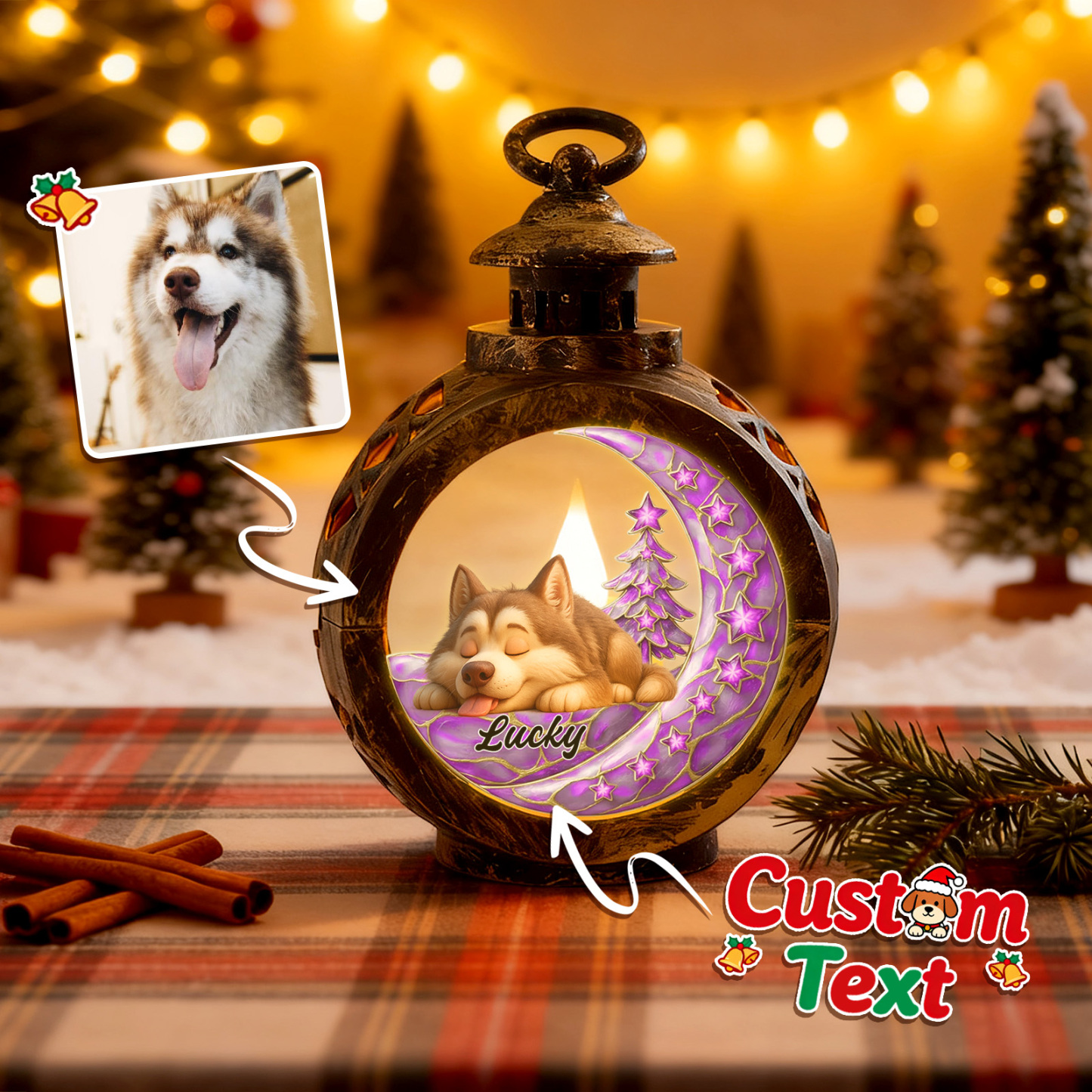 Custom Christmas Lantern Beside You Personalized Christmas Gifts for Pet Lovers - MyFaceSocksAU