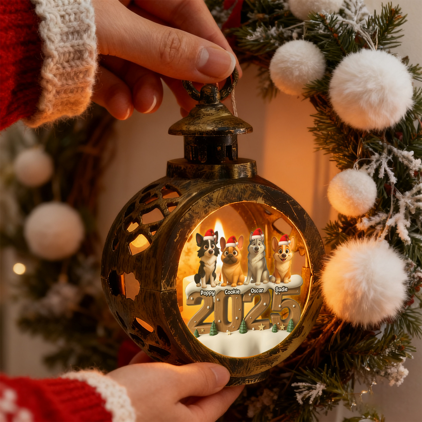 Custom 2025 Christmas Lantern Beside You Anime Photos Personalized Christmas Gifts for Pet Lovers - MyFaceSocksAU