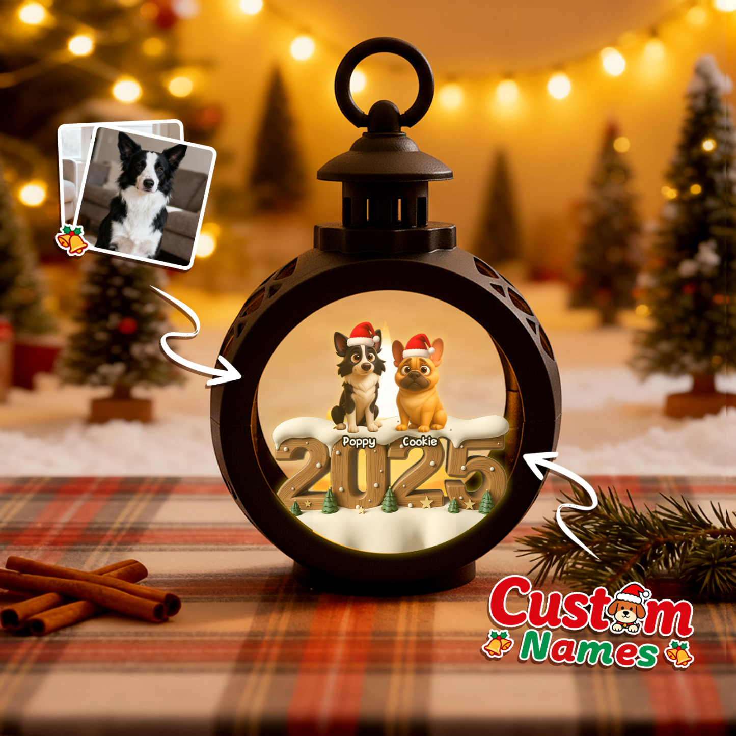 Custom 2025 Christmas Lantern Beside You Anime Photos Personalized Christmas Gifts for Pet Lovers - MyFaceSocksAU