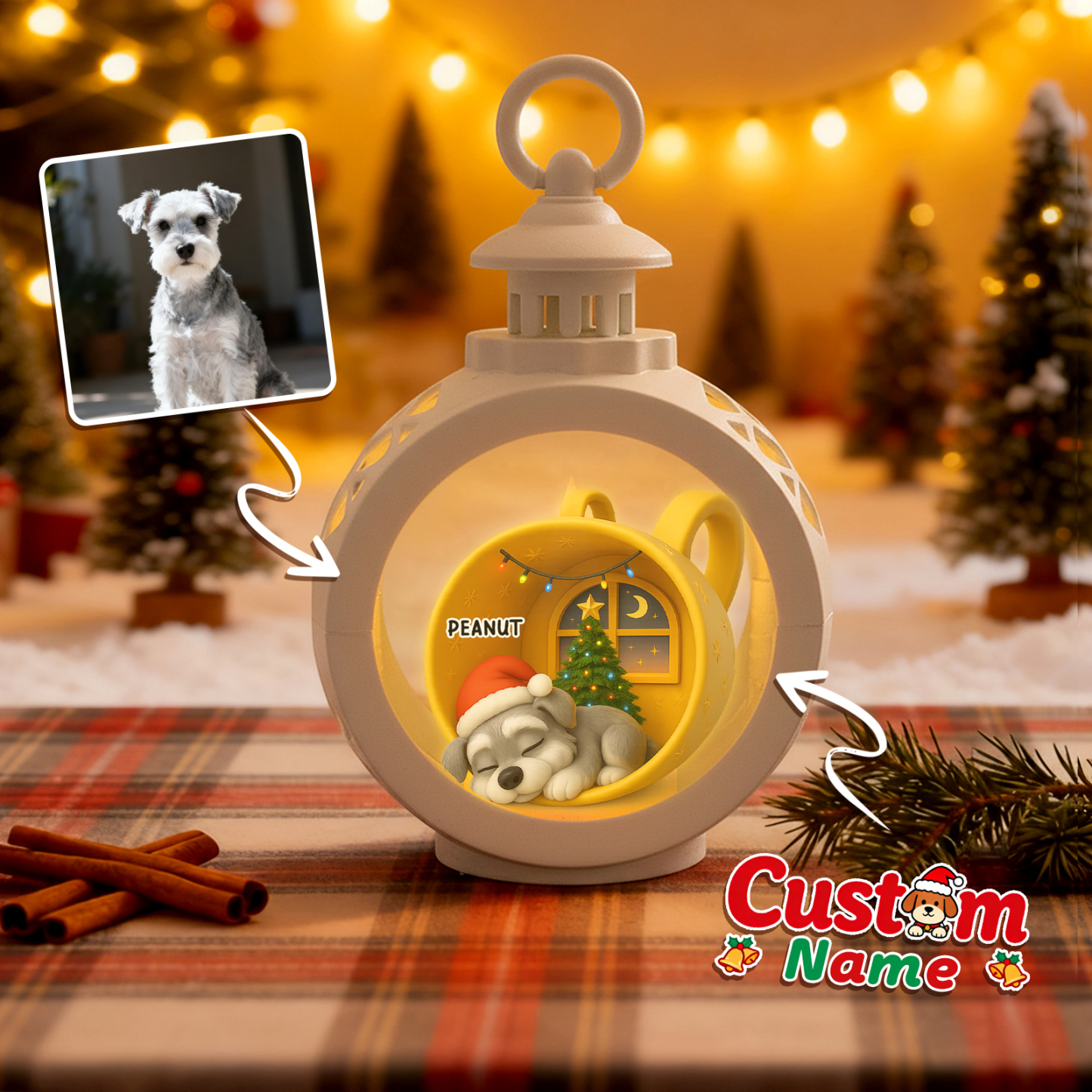 Custom 2025 Christmas Lantern Beside You Anime Photos Personalized Christmas Gifts for Pet Lovers - MyFaceSocksAU