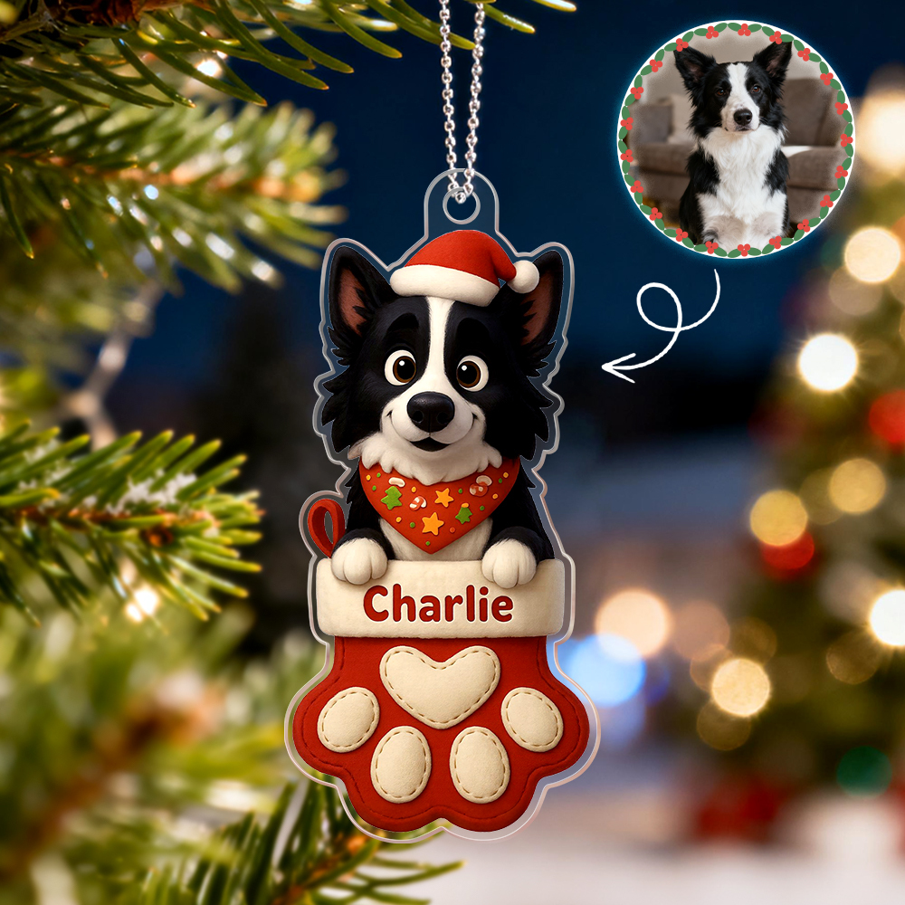Custom Acrylic Car Hanger Pet Love In Stocking for Cute Dog Cats Christmas Gifts Lovely Gift In Memory of Your Pets Existence - MyFaceSocksAU