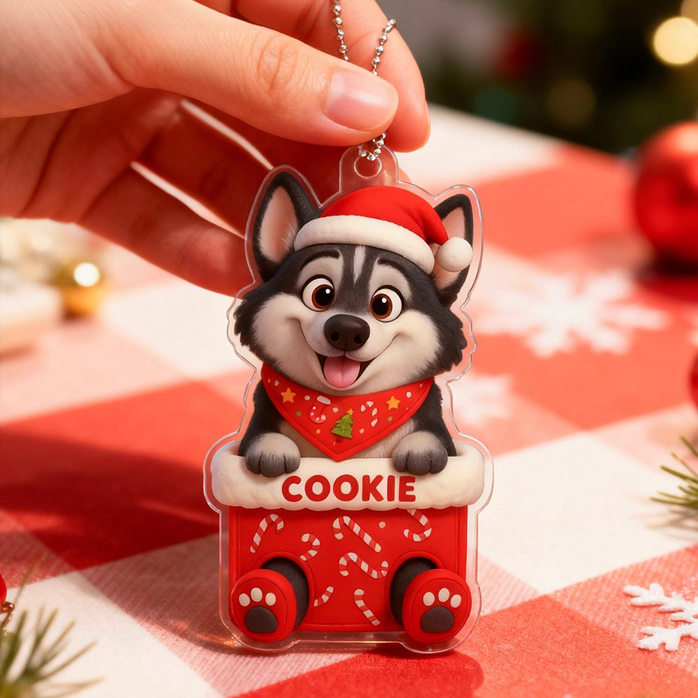 Custom Acrylic Car Hanger Pet Love In Stocking for Cute Dog Cats Christmas Gifts Lovely Gift In Memory of Your Pets Existence - MyFaceSocksAU