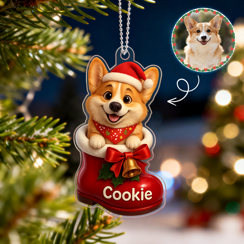 Custom Acrylic Car Hanger Pet Love In Stocking for Cute Dog Cats Christmas Gifts Lovely Gift In Memory of Your Pets Existence - MyFaceSocksAU