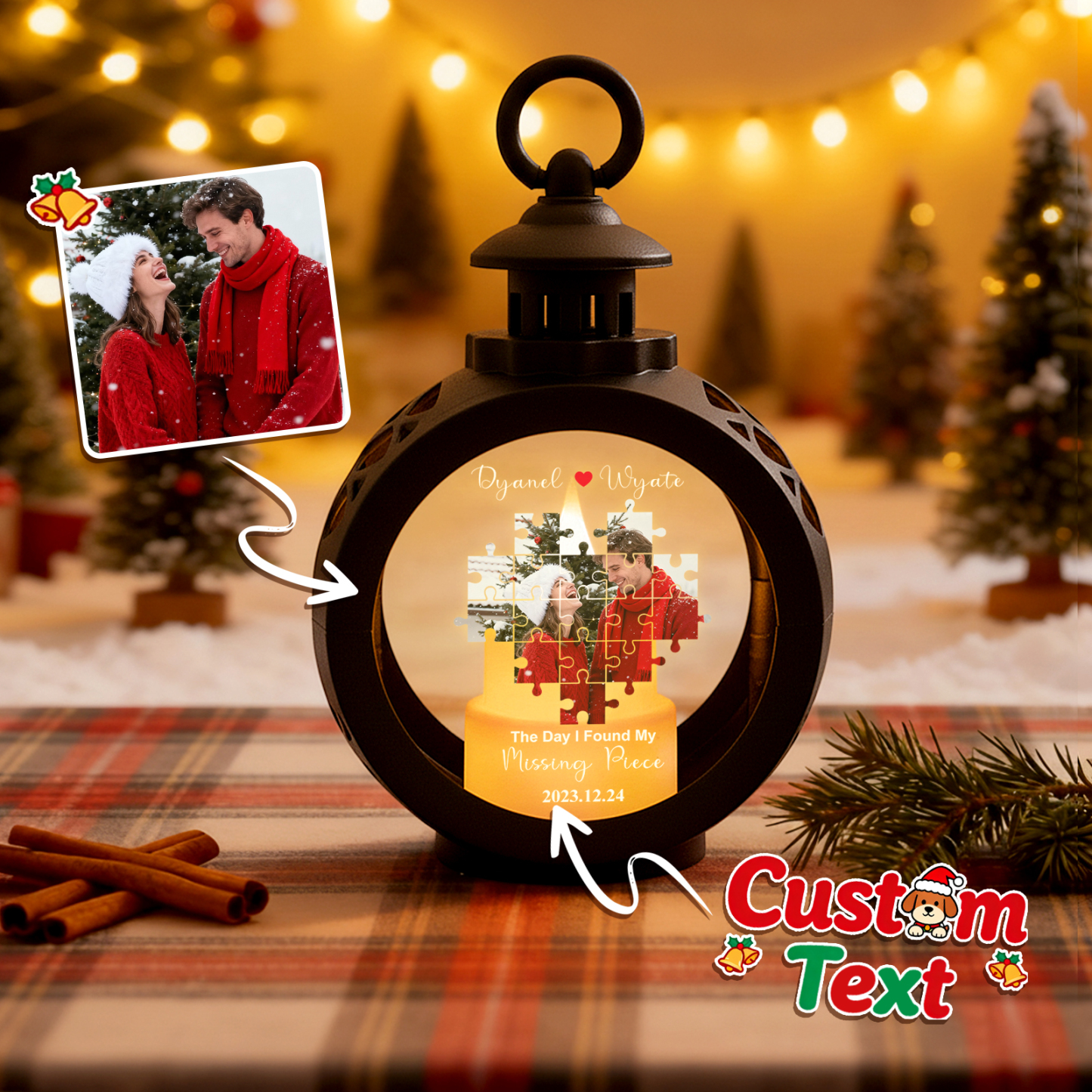 Custom Heart Lantern Beside You Photos Personalized Love Gifts for Boyfriend Husband - MyFaceSocksAU