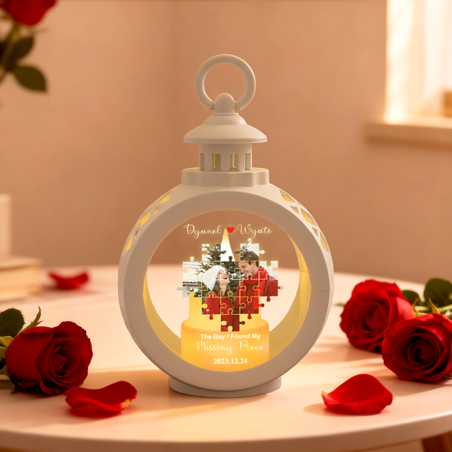 Custom Heart Lantern Beside You Photos Personalized Love Gifts for Boyfriend Husband - MyFaceSocksAU