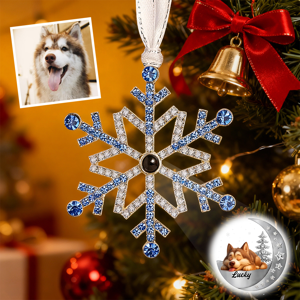 Personalized Snowflake Photo Ornament Custom Projection Ornaments Christmas Gifts Pet Lover - MyFaceSocksAU
