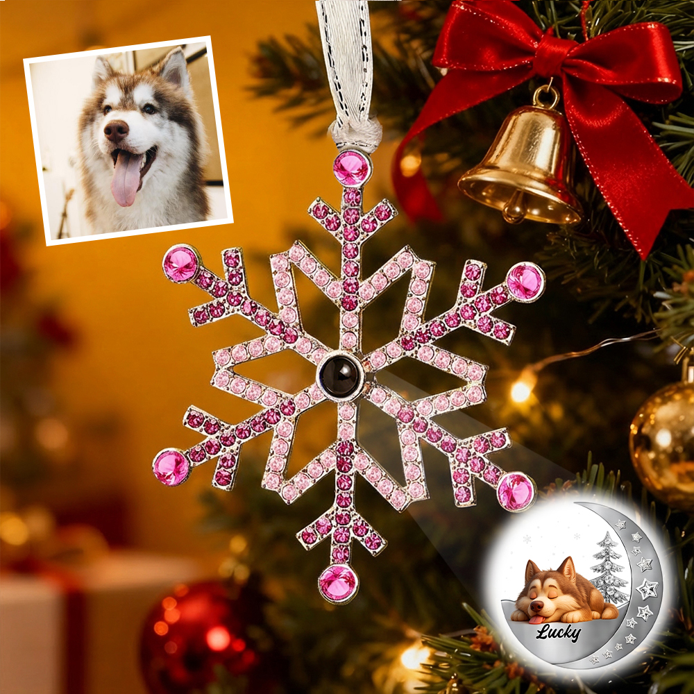 Personalized Snowflake Photo Ornament Custom Projection Ornaments Christmas Gifts Pet Lover - MyFaceSocksAU