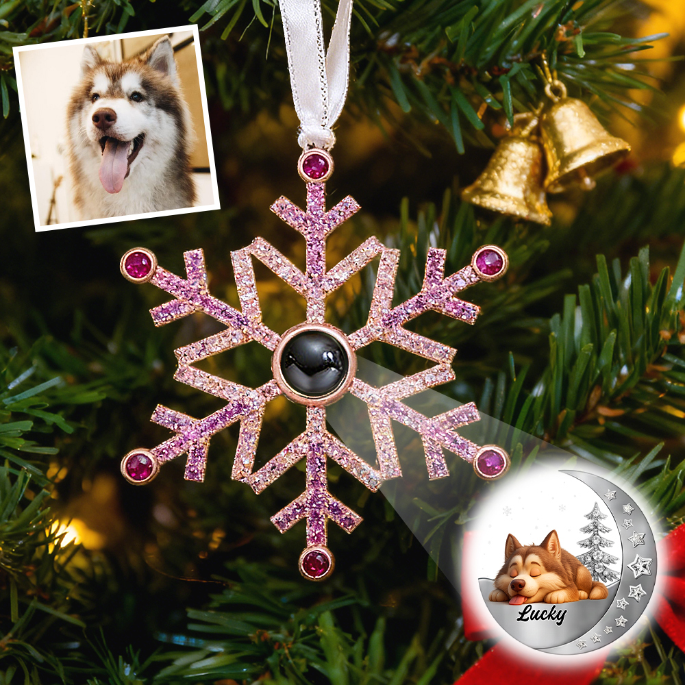 Personalized Snowflake Photo Ornament Custom Projection Ornaments Christmas Gifts Pet Lover - MyFaceSocksAU