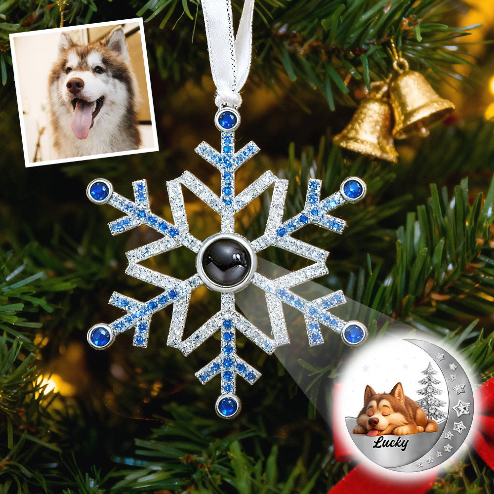 Personalized Snowflake Photo Ornament Custom Projection Ornaments Christmas Gifts Pet Lover - MyFaceSocksAU