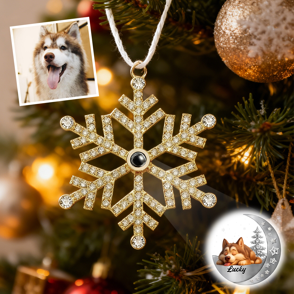 Personalized Snowflake Photo Ornament Custom Projection Ornaments Christmas Gifts Pet Lover - MyFaceSocksAU